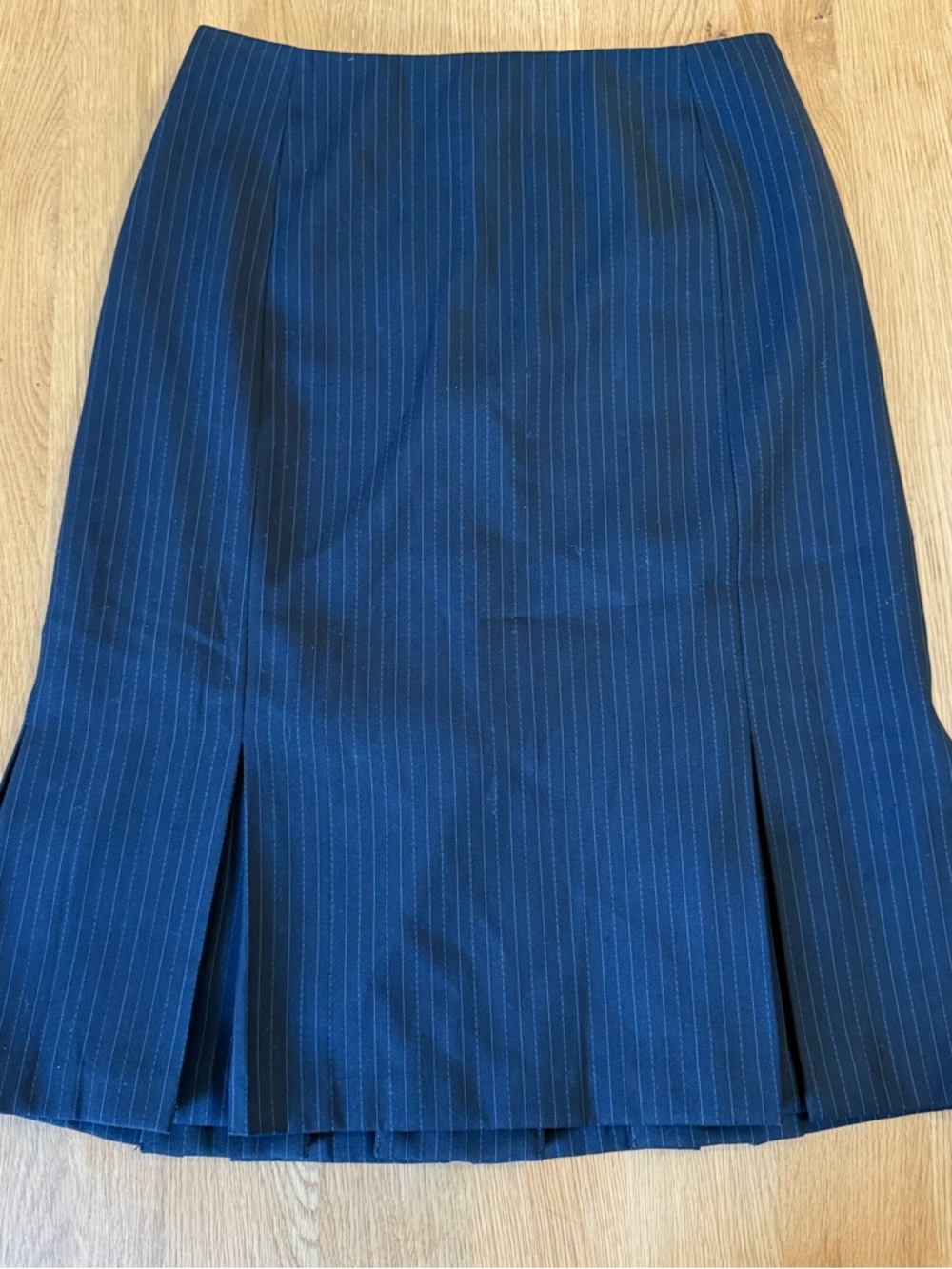 Classic Black Pinstripe Pleated Hem Skirt